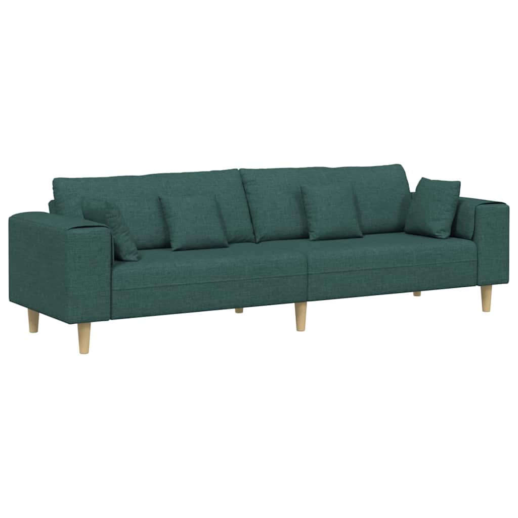 Sofá de Tecido com almofada Verde Escuro 208 cm tecido