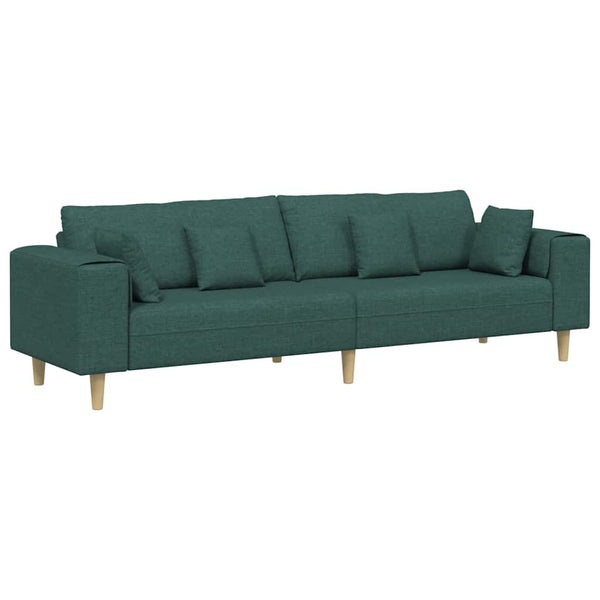Sofá de Tecido com almofada Verde Escuro 208 cm tecido