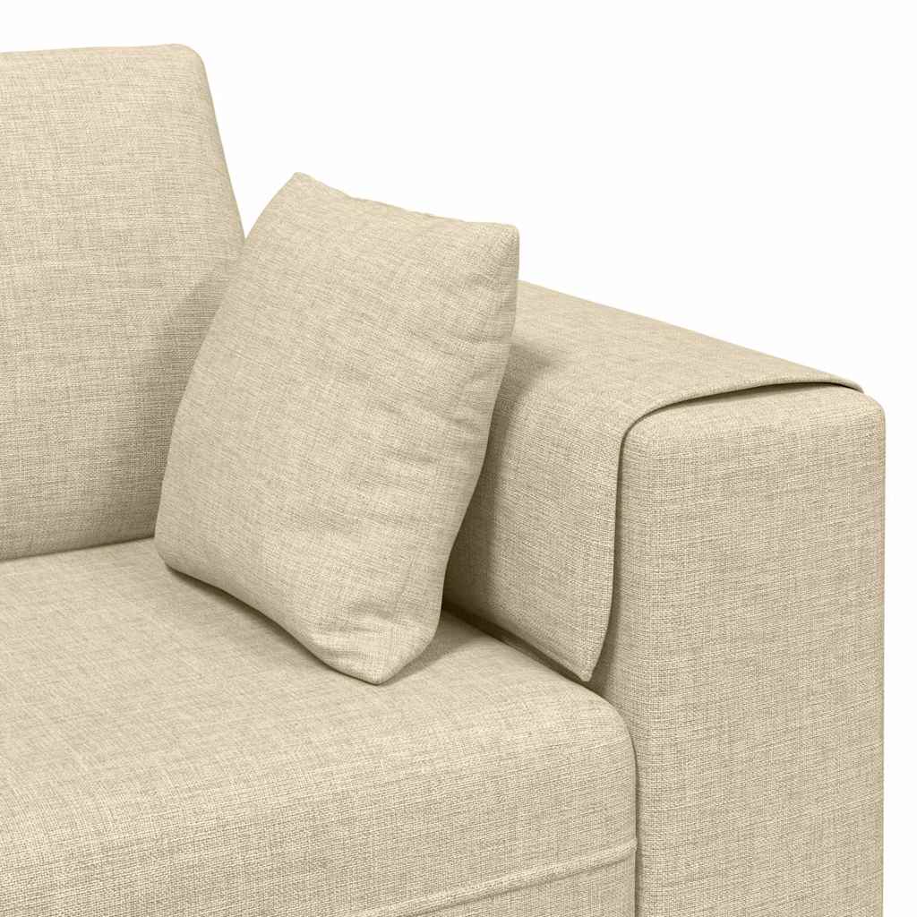 Sofá de Tecido com almofada Creme 208 cm tecido