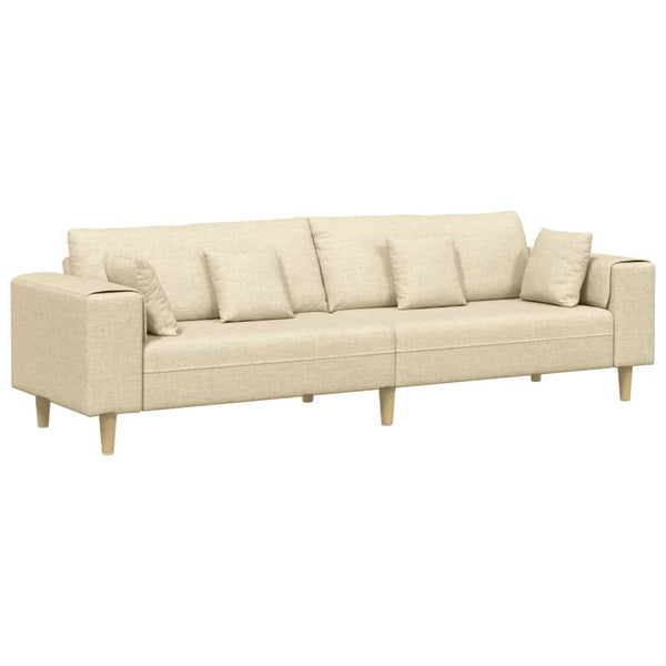 Sofá de Tecido com almofada Creme 208 cm tecido
