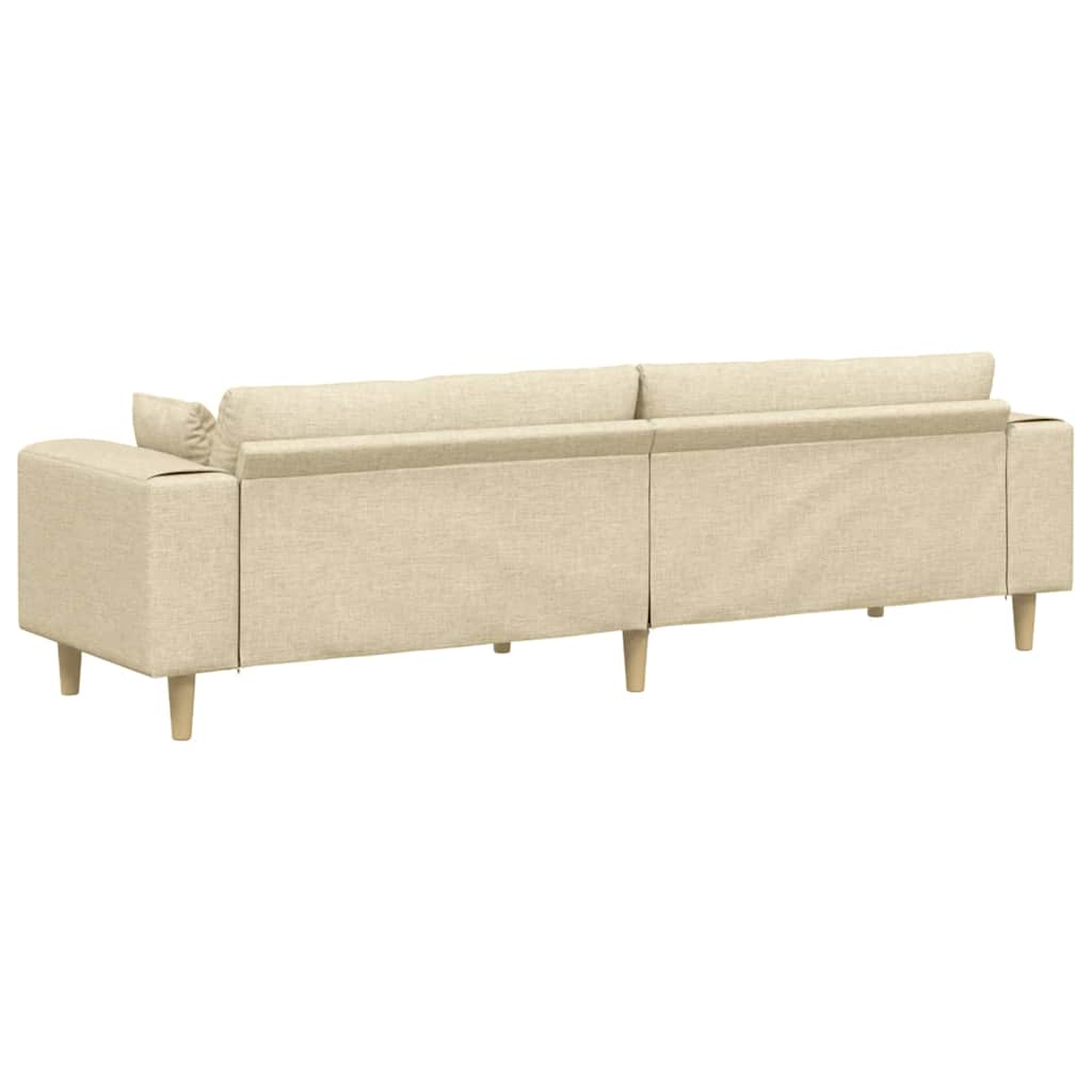 Sofá de Tecido com almofada Creme 208 cm tecido