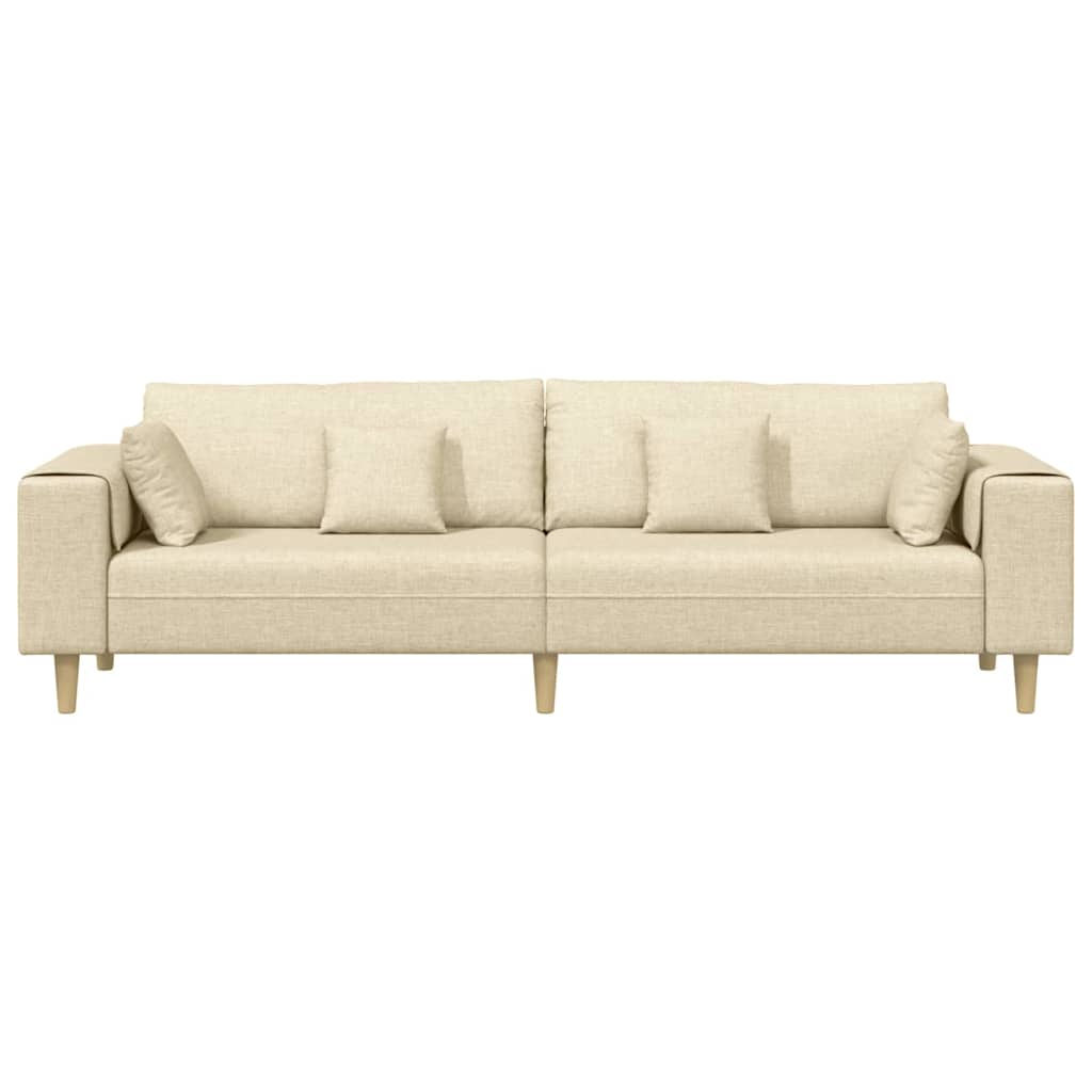 Sofá de Tecido com almofada Creme 208 cm tecido
