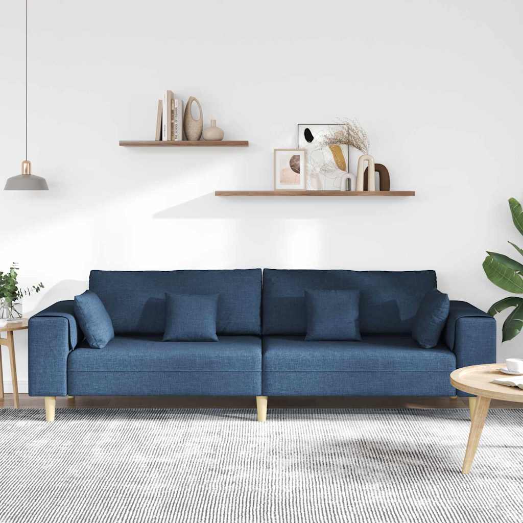 Sofá de Tecido com almofada Azul 208 cm tecido