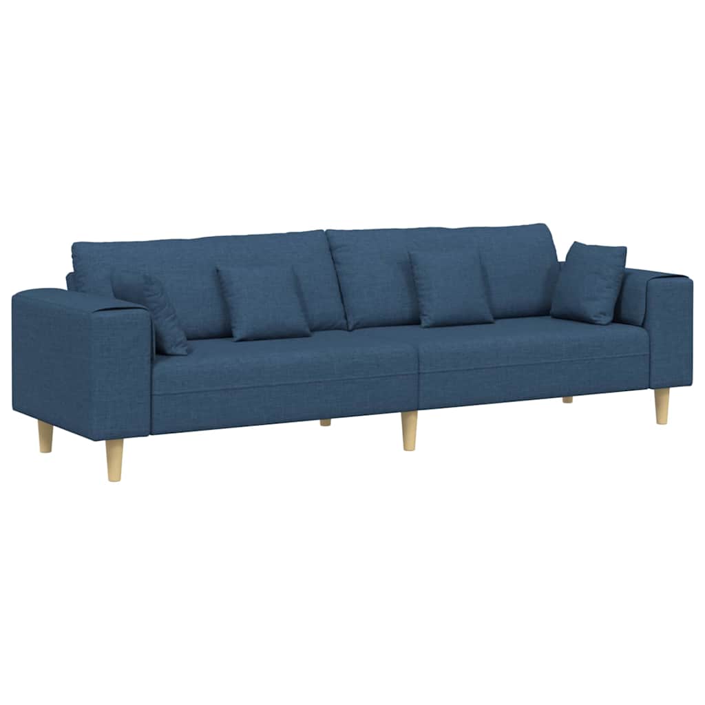 Sofá de Tecido com almofada Azul 208 cm tecido