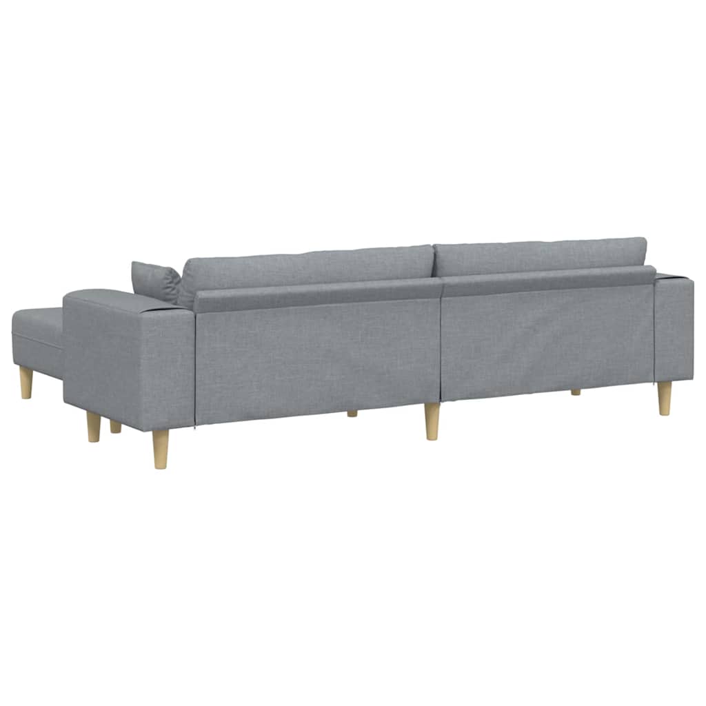 Sofá de Tecido com almofada 3 pcs Cinzento-claro 208 cm tecido