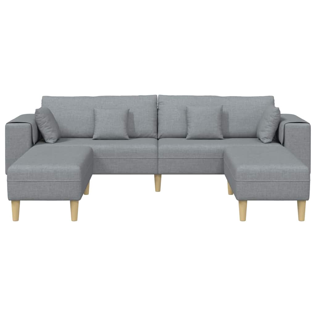 Sofá de Tecido com almofada 3 pcs Cinzento-claro 208 cm tecido