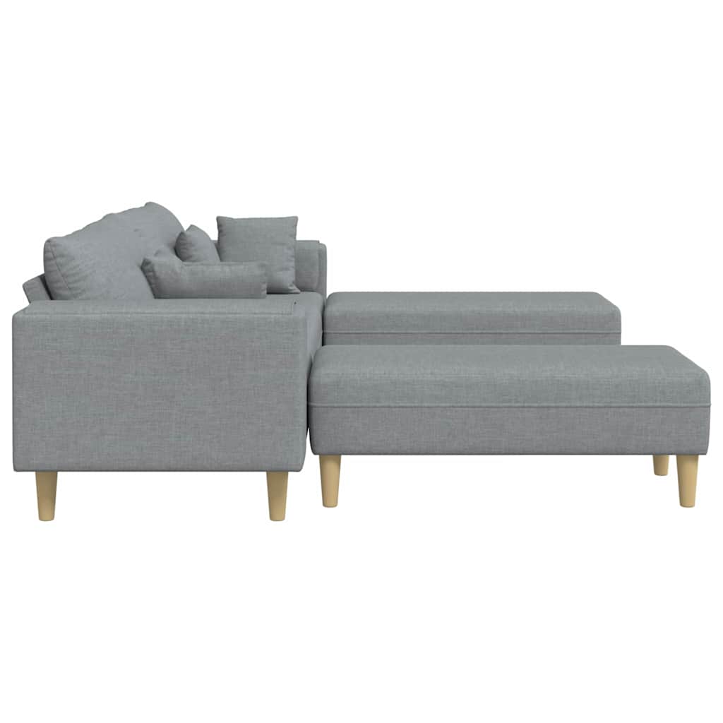 Sofá de Tecido com almofada 3 pcs Cinzento-claro 208 cm tecido