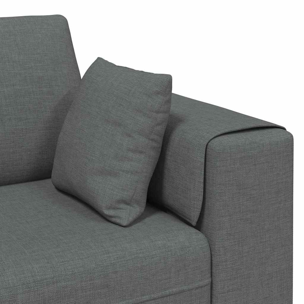 Sofá de Tecido com almofada 3 pcs Cinza Escuro 208 cm tecido