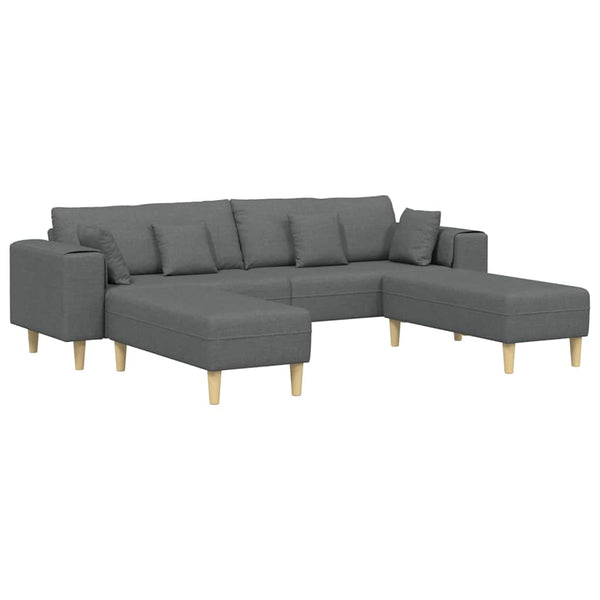 Sofá de Tecido com almofada 3 pcs Cinza Escuro 208 cm tecido
