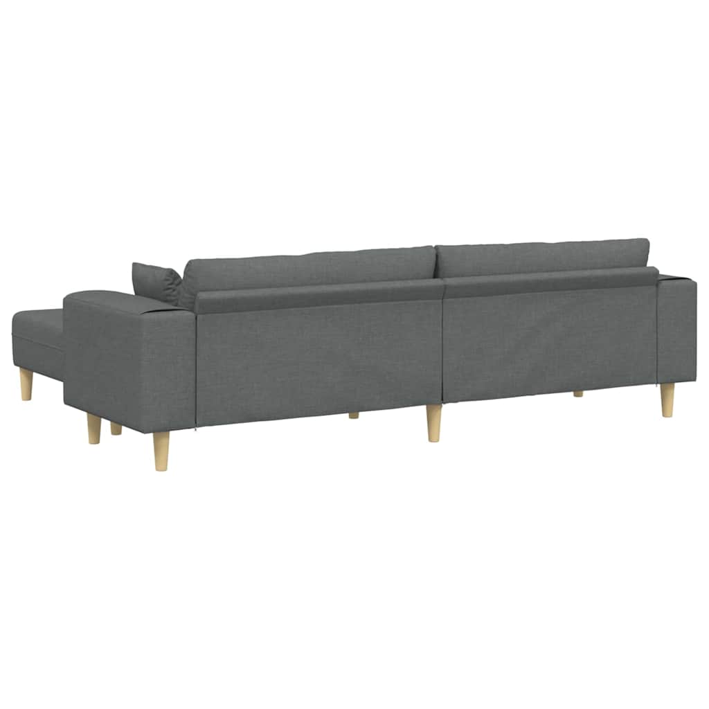 Sofá de Tecido com almofada 3 pcs Cinza Escuro 208 cm tecido