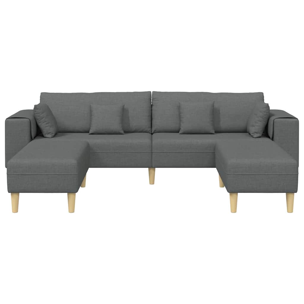 Sofá de Tecido com almofada 3 pcs Cinza Escuro 208 cm tecido