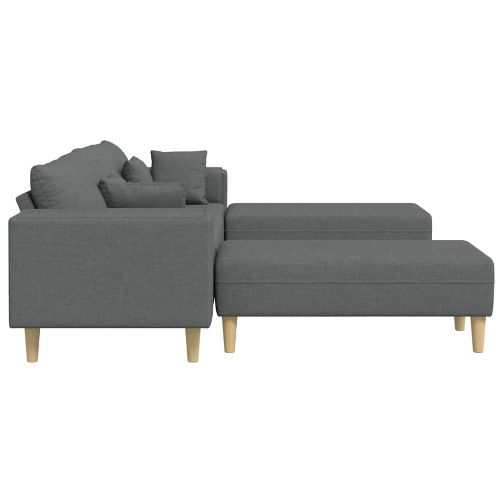 Sofá de Tecido com almofada 3 pcs Cinza Escuro 208 cm tecido