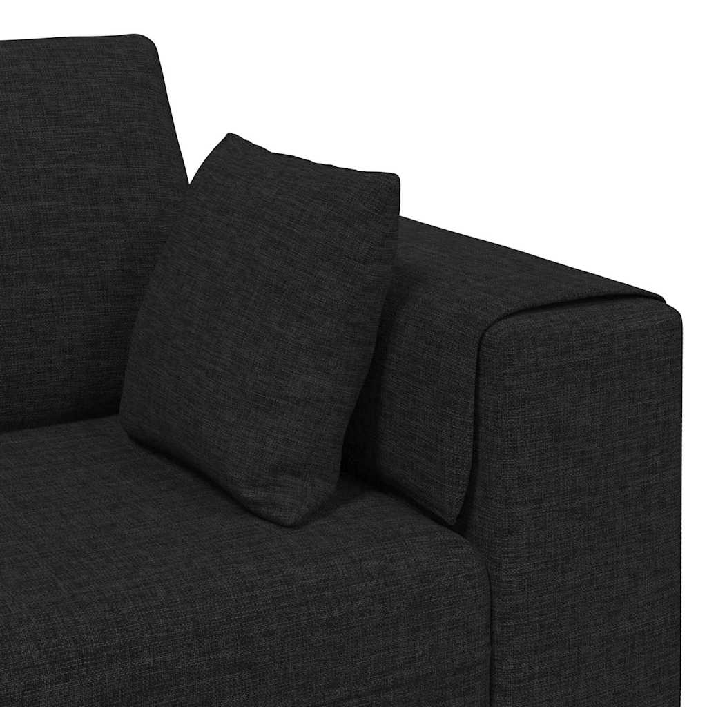 Sofá de Tecido com almofada 3 pcs Preto 208 cm tecido