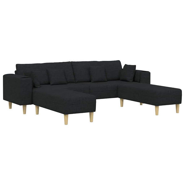 Sofá de Tecido com almofada 3 pcs Preto 208 cm tecido