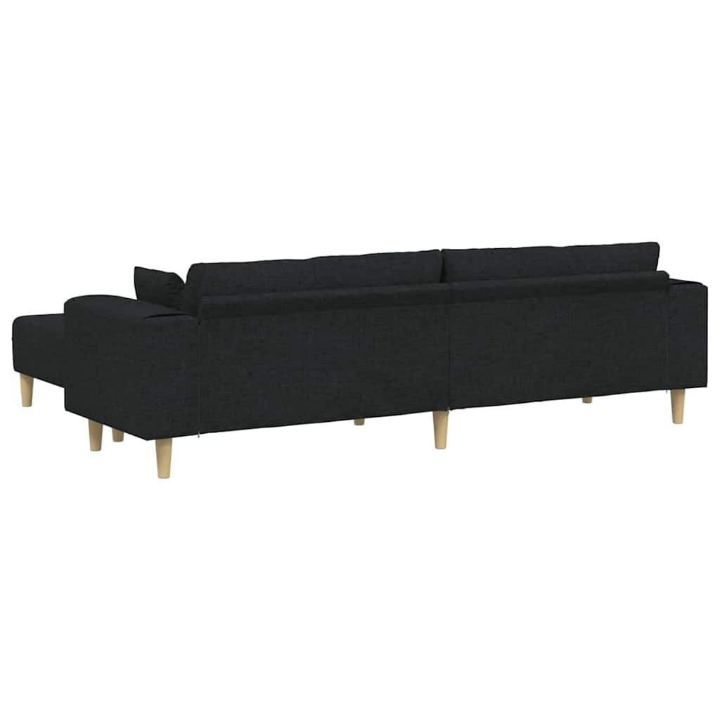 Sofá de Tecido com almofada 3 pcs Preto 208 cm tecido