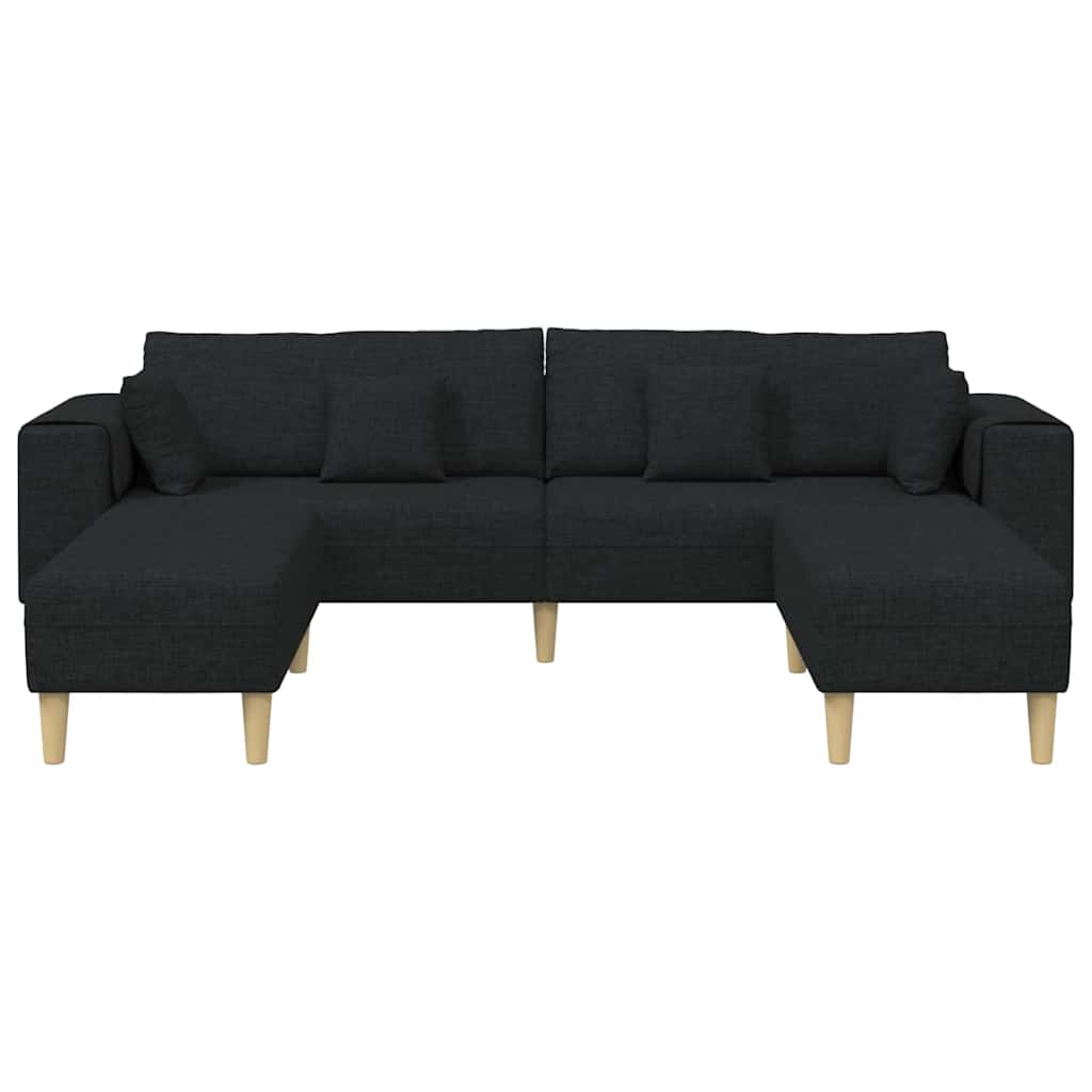 Sofá de Tecido com almofada 3 pcs Preto 208 cm tecido