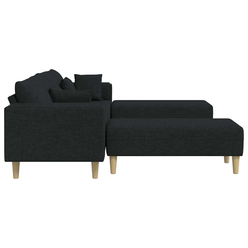 Sofá de Tecido com almofada 3 pcs Preto 208 cm tecido