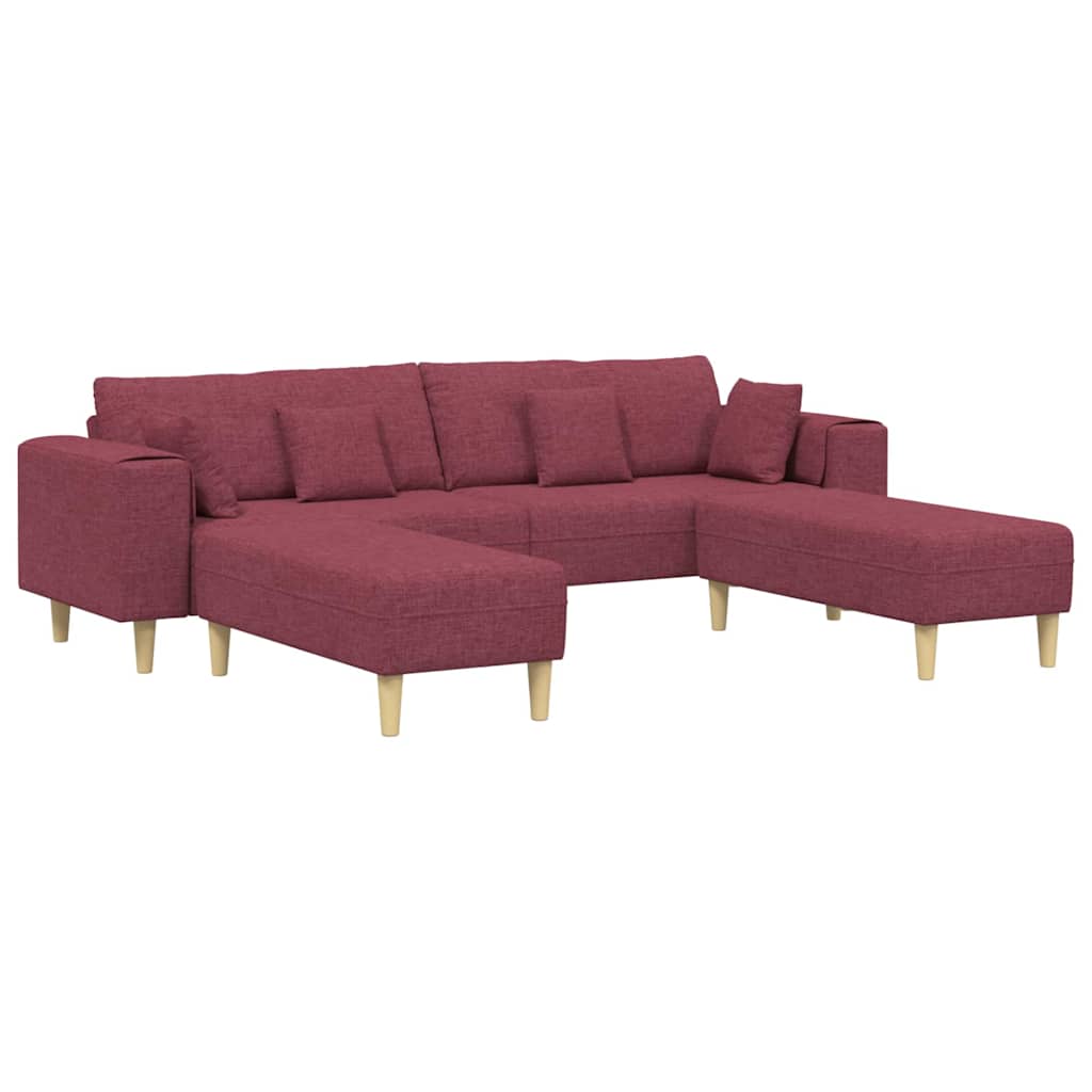 Sofá de Tecido com almofada 3 pcs Vinho Vermelho 208 cm tecido