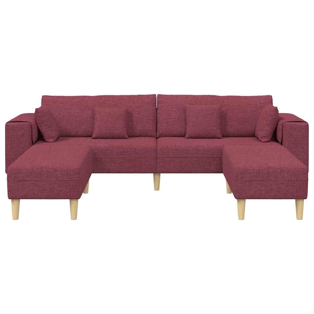 Sofá de Tecido com almofada 3 pcs Vinho Vermelho 208 cm tecido
