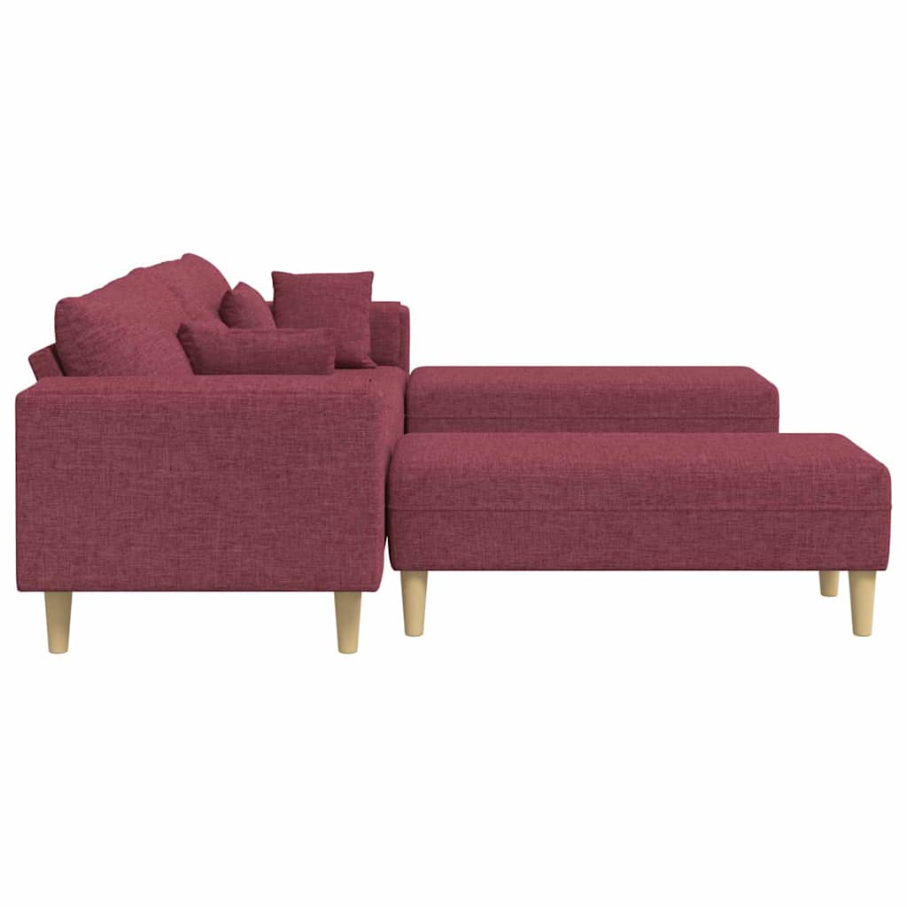 Sofá de Tecido com almofada 3 pcs Vinho Vermelho 208 cm tecido