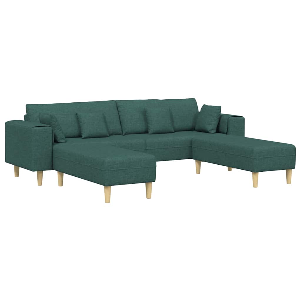 Sofá de Tecido com almofada 3 pcs Verde Escuro 208 cm tecido