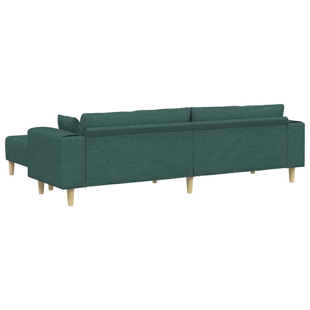 Sofá de Tecido com almofada 3 pcs Verde Escuro 208 cm tecido