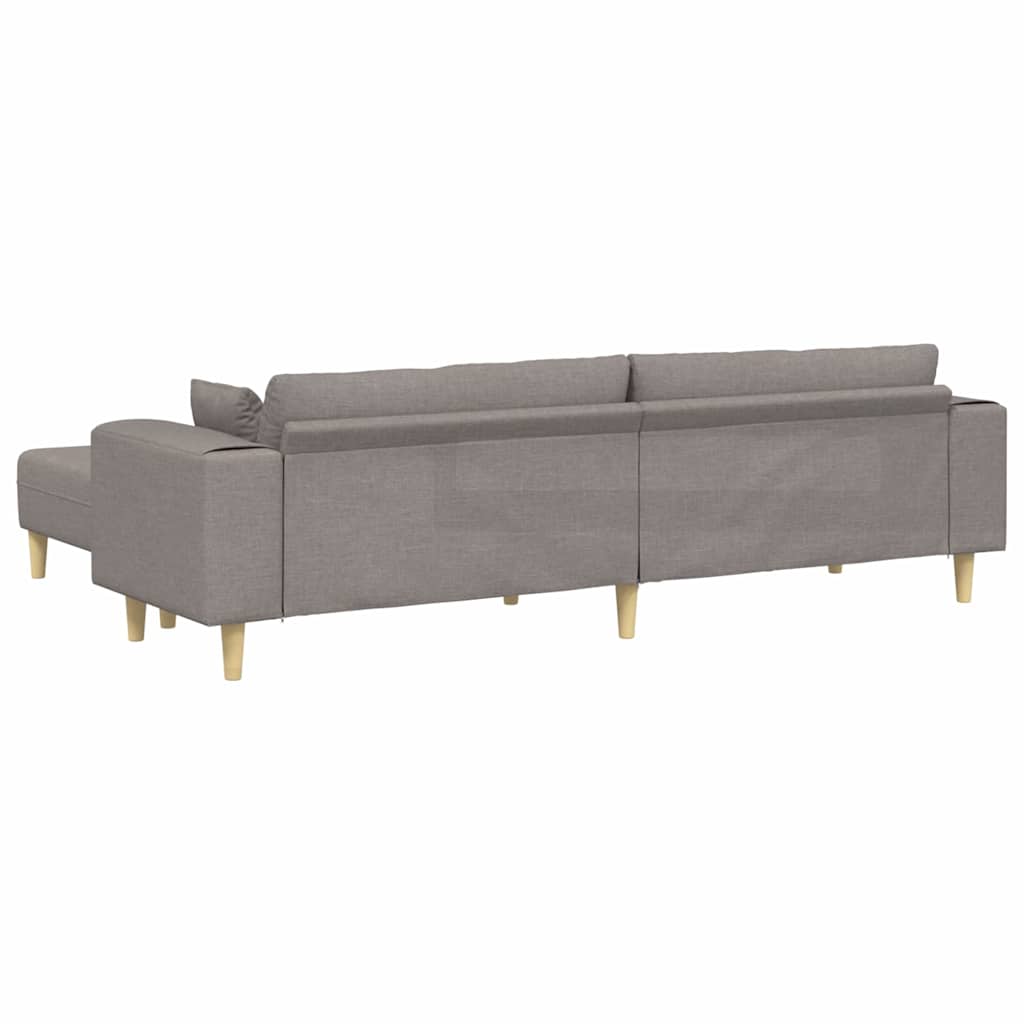 Sofá de Tecido com almofada 3 pcs Cinzento-acastanhado 208 cm tecido