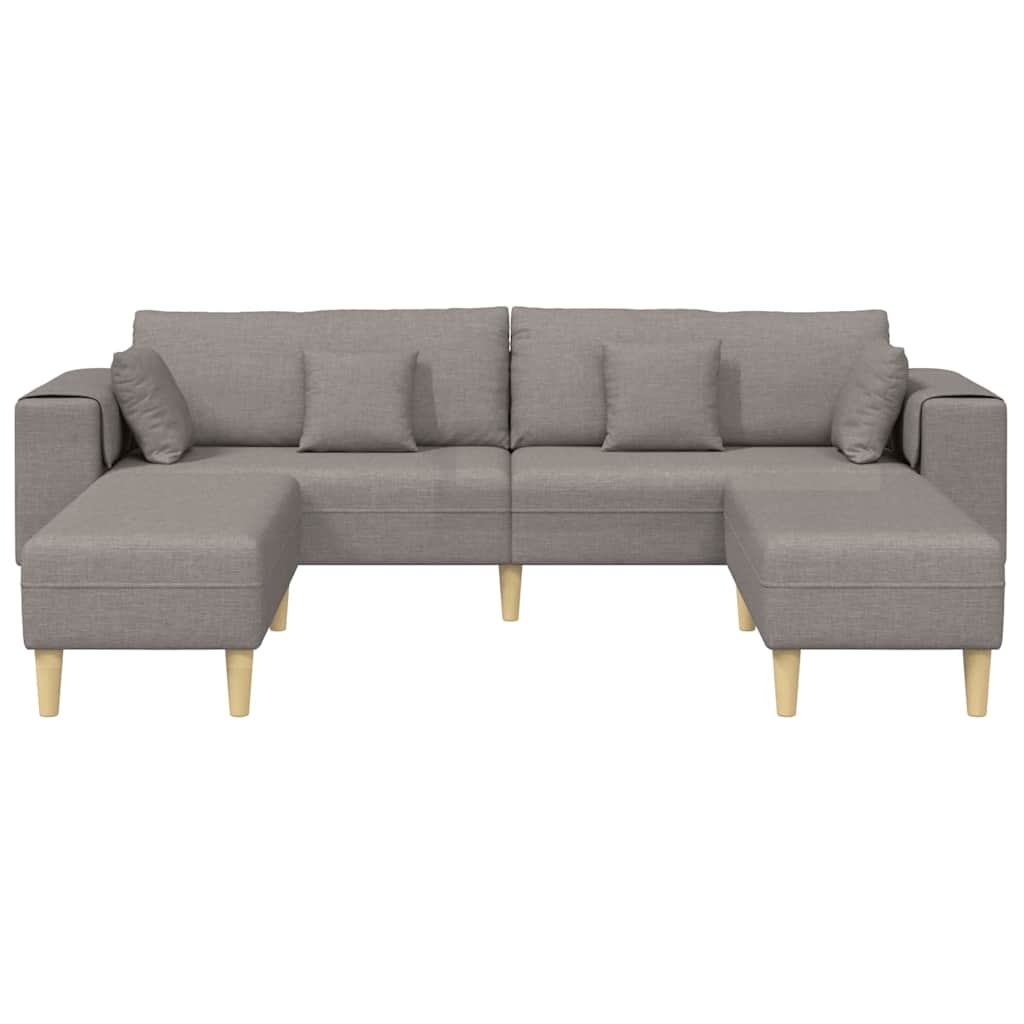 Sofá de Tecido com almofada 3 pcs Cinzento-acastanhado 208 cm tecido