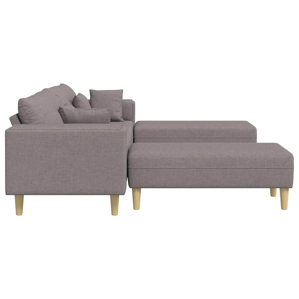 Sofá de Tecido com almofada 3 pcs Cinzento-acastanhado 208 cm tecido