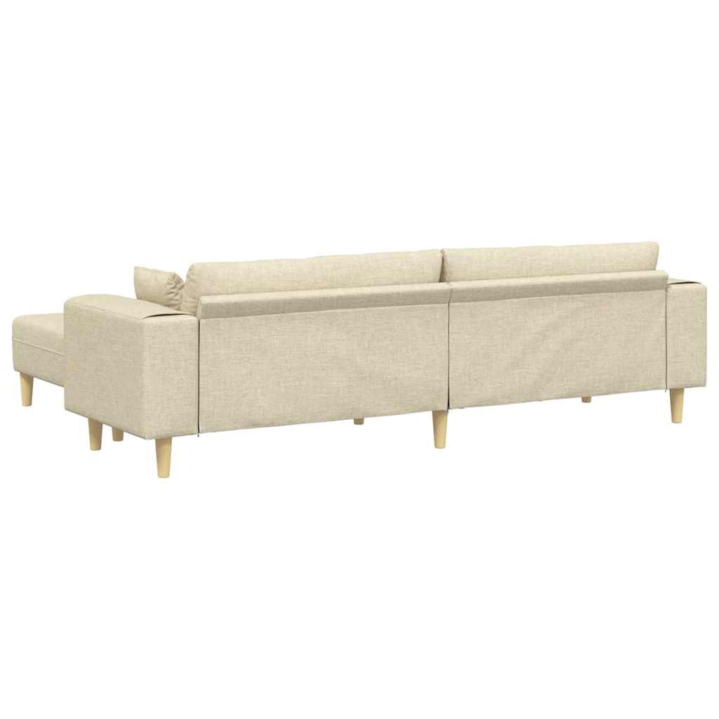 Sofá de Tecido com almofada 3 pcs Creme 208 cm tecido
