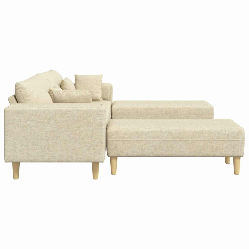 Sofá de Tecido com almofada 3 pcs Creme 208 cm tecido