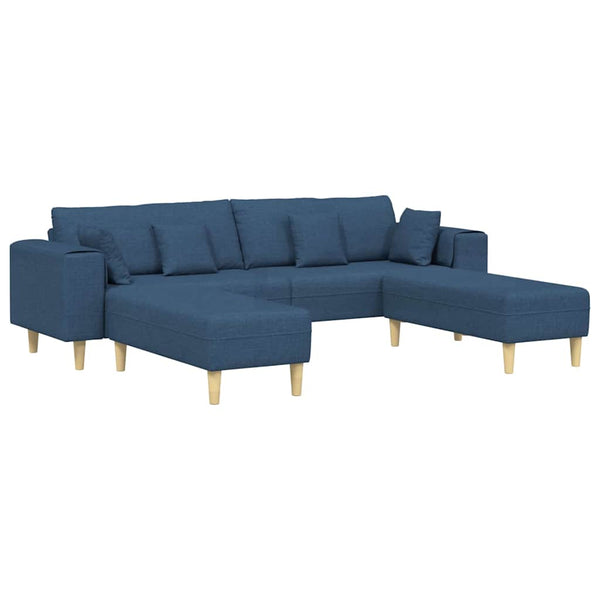 Sofá de Tecido com almofada 3 pcs Azul 208 cm tecido