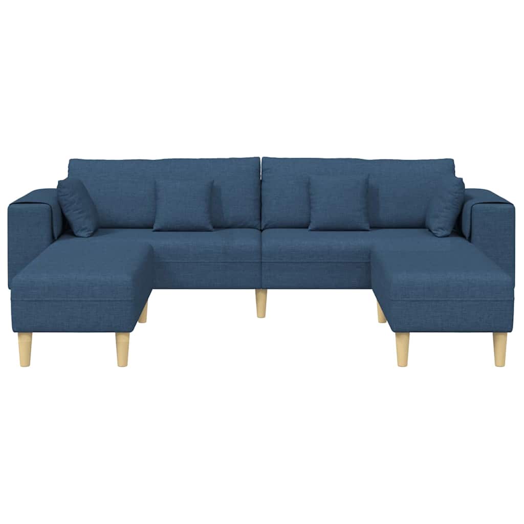 Sofá de Tecido com almofada 3 pcs Azul 208 cm tecido