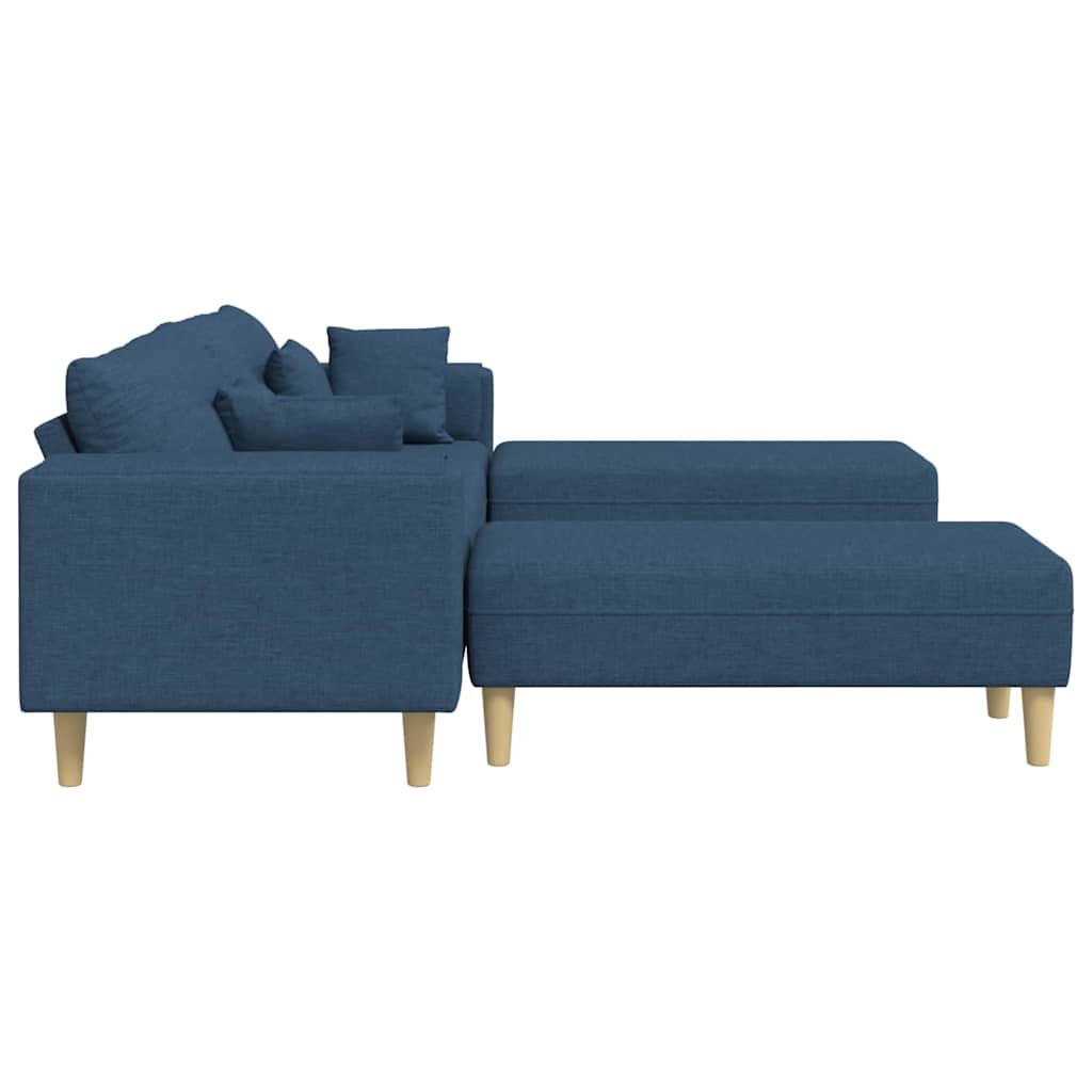 Sofá de Tecido com almofada 3 pcs Azul 208 cm tecido