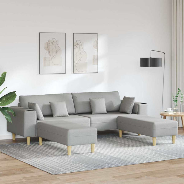 Sofá de Tecido com almofada 3 pcs Cinza Nuvem 208 cm tecido