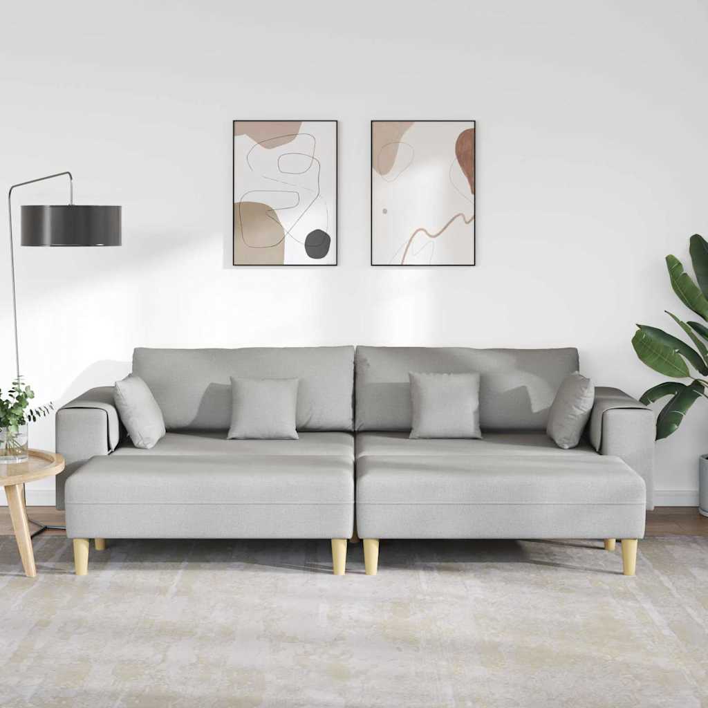 Sofá de Tecido com almofada 3 pcs Cinza Nuvem 208 cm tecido