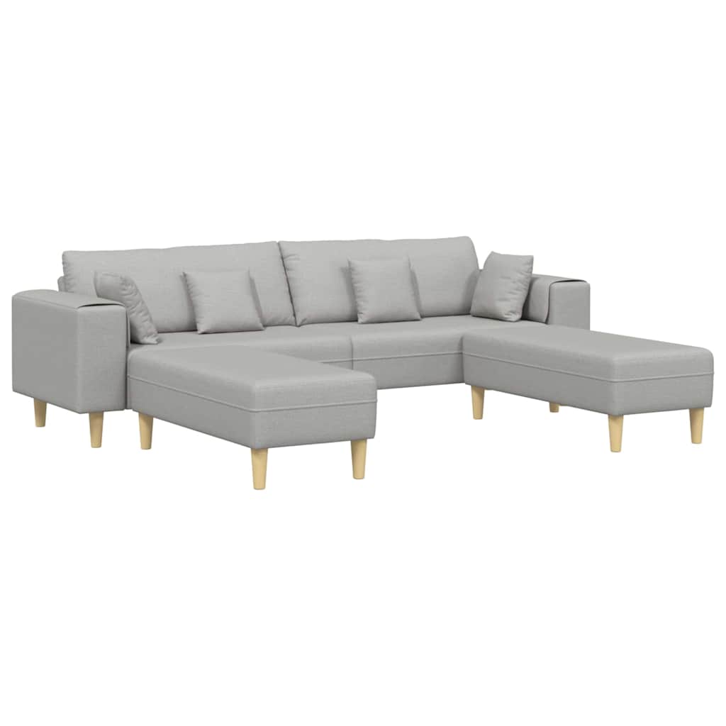 Sofá de Tecido com almofada 3 pcs Cinza Nuvem 208 cm tecido