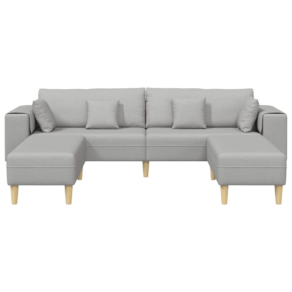 Sofá de Tecido com almofada 3 pcs Cinza Nuvem 208 cm tecido