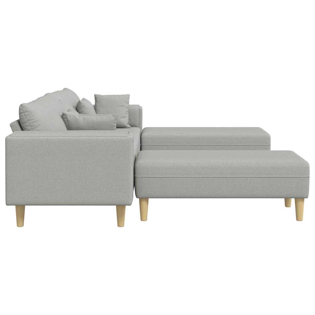 Sofá de Tecido com almofada 3 pcs Cinza Nuvem 208 cm tecido