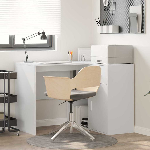 Secretária de canto com gaveta 2 pcs Branco 102 x 50 x 75 cm
