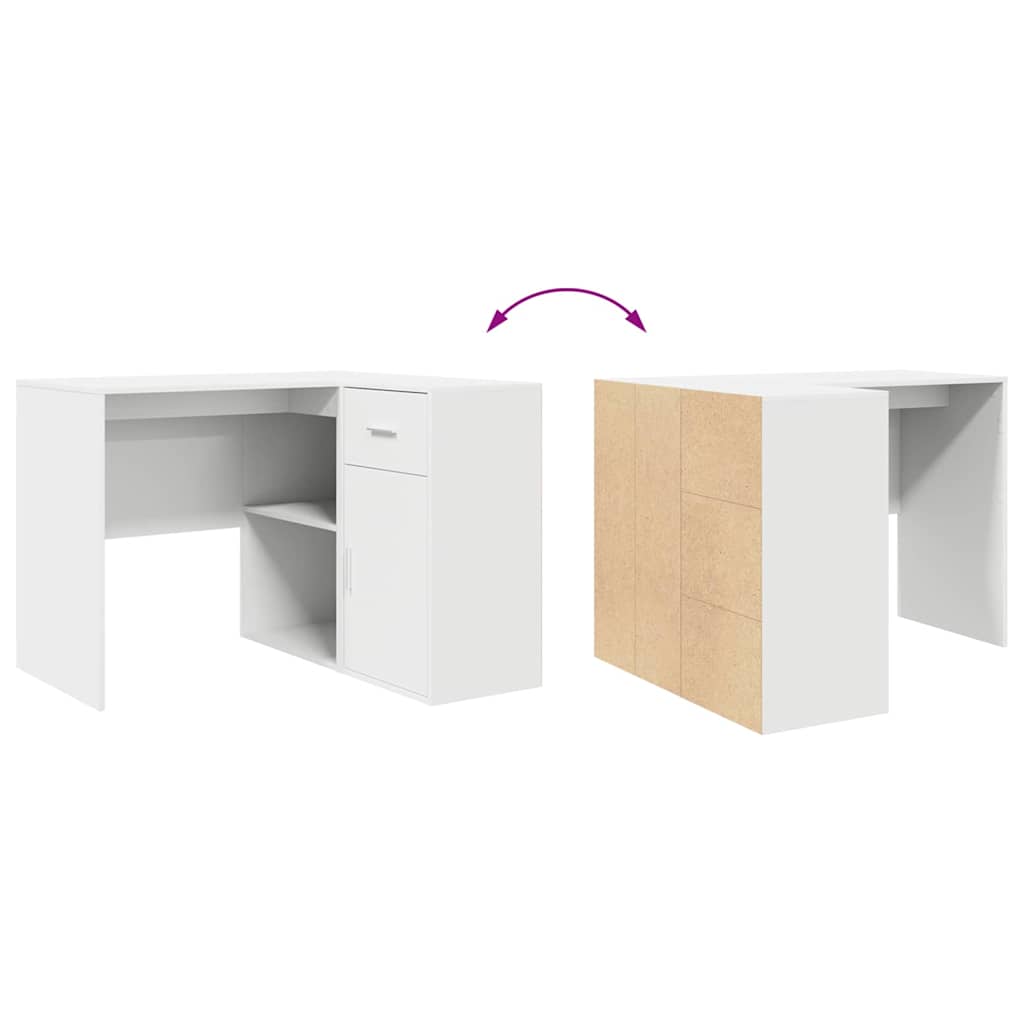 Secretária de canto com gaveta 2 pcs Branco 102 x 50 x 75 cm