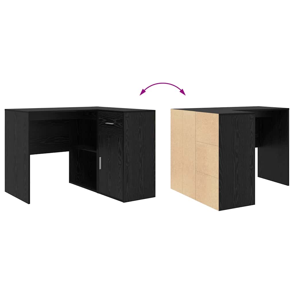 Secretária de canto 2 pcs Carvalho preto 102 x 50 x 75 cm