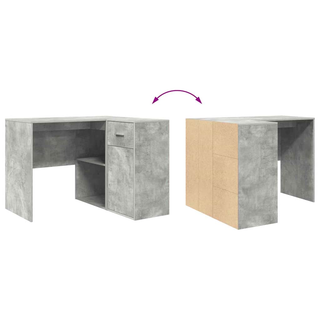Secretária de canto com gaveta 2 pcs Cinzento 102 x 50 x 75 cm