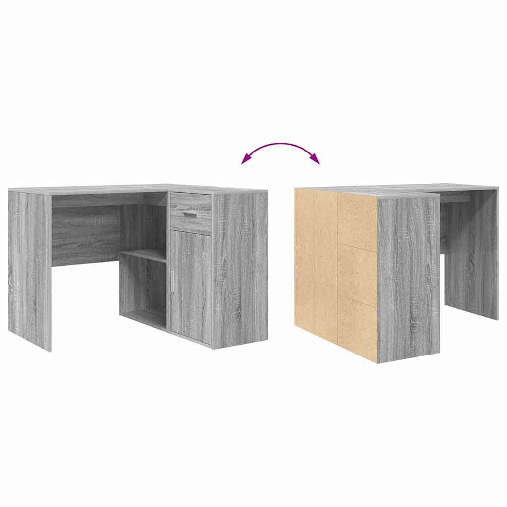 Secretária de canto 2 pcs Sonoma cinzento 102 x 50 x 75 cm