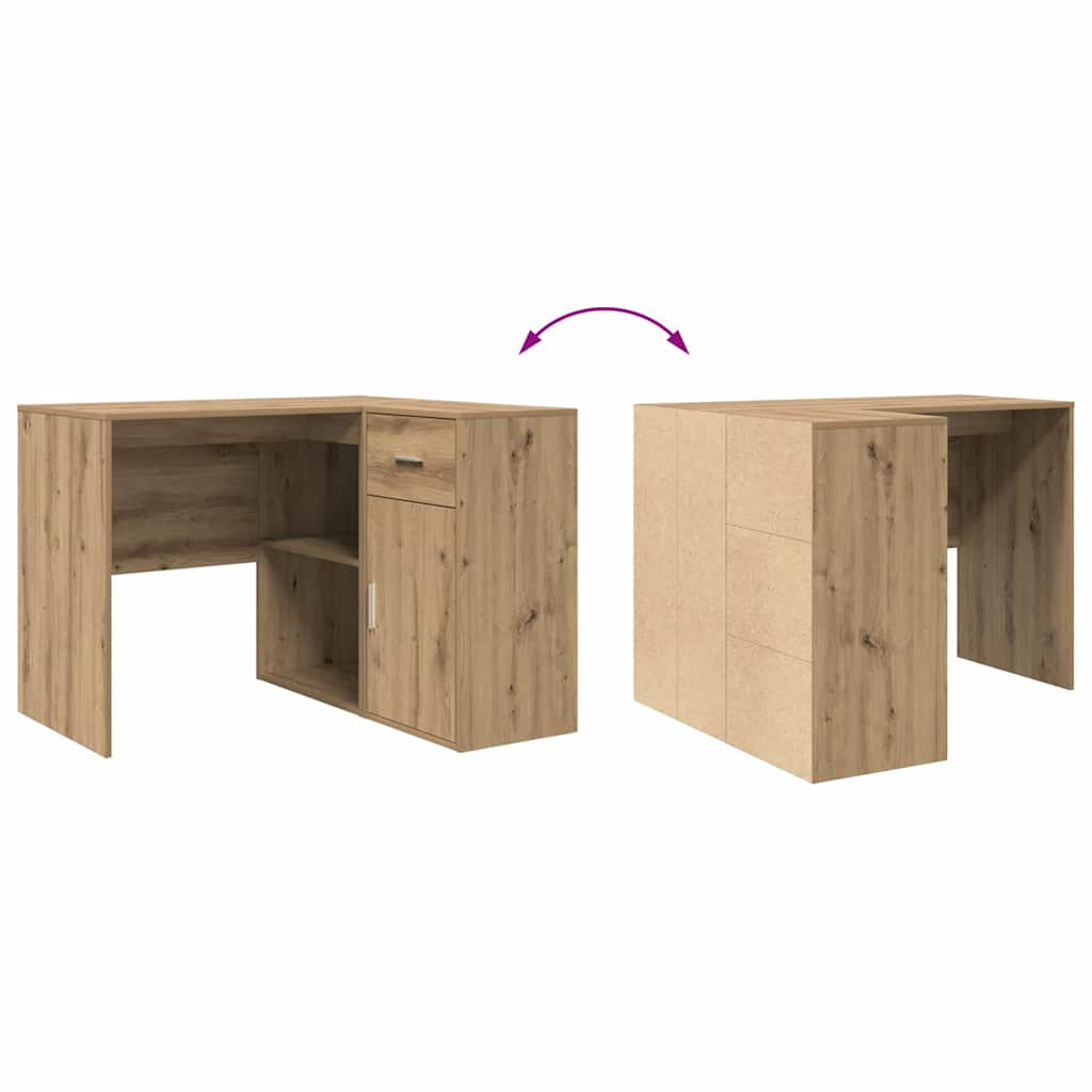 Secretária de canto 2 pcs carvalho artisiano 102 x 50 x 75 cm