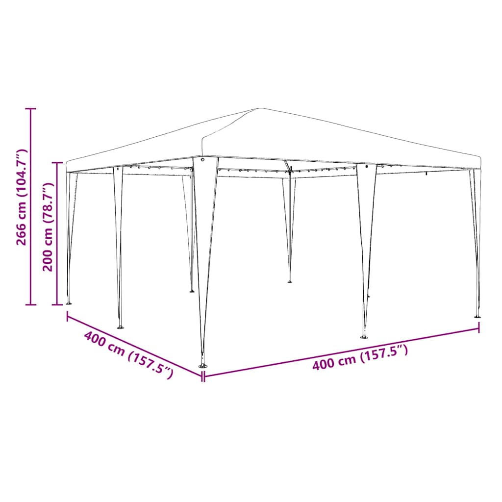 Tenda de Festa Verde, Branco 400 x 400 x 266 cm Poliéster, Aço