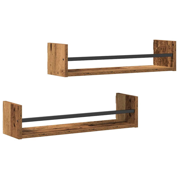 Prateleira de Parede 2 pcs Madeira antiga 60 x 16 x 14 cm