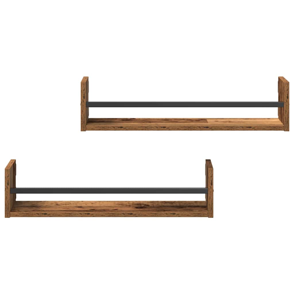Prateleira de Parede 2 pcs Madeira antiga 60 x 16 x 14 cm