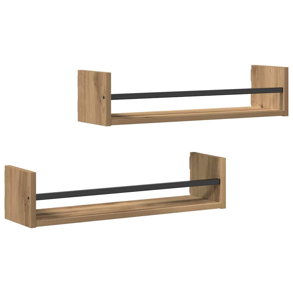 Prateleira de Parede 2 pcs carvalho artisiano 60 x 16 x 14 cm