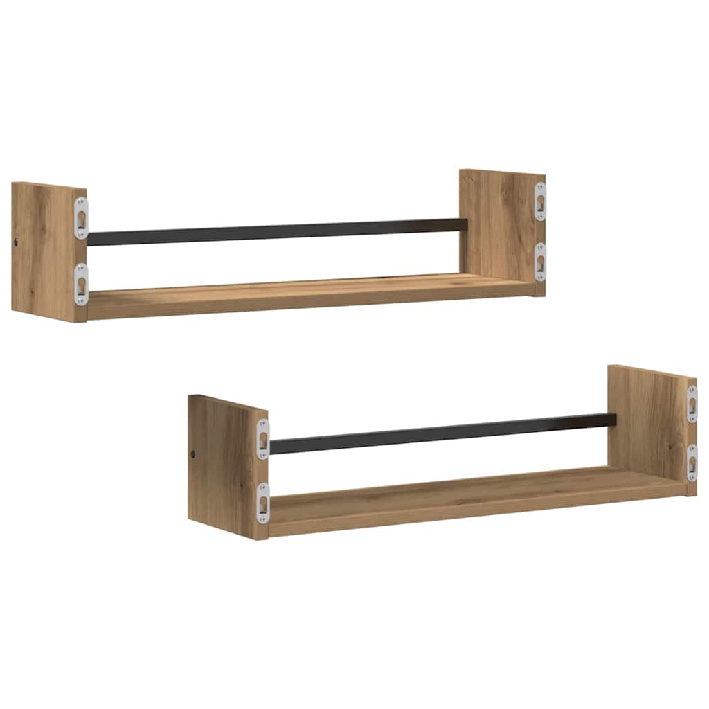 Prateleira de Parede 2 pcs carvalho artisiano 60 x 16 x 14 cm